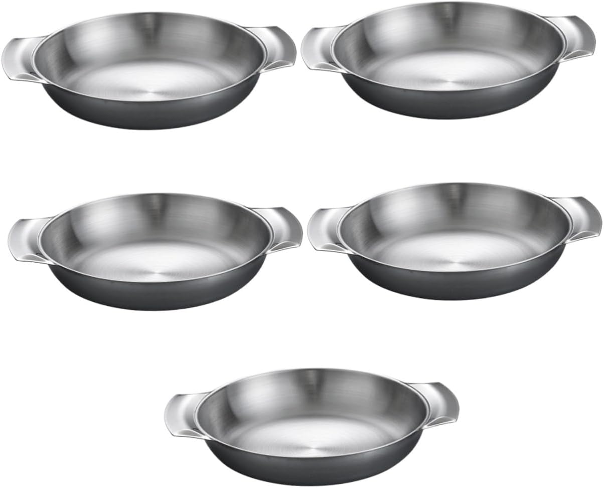 BESTOYARD 5pcs Amphora Snack Plate Cast Iron Paella Pan Nonstick Bakeware Paella Dish Korean Ramyun Pot Paella Pot Serving Tray Round Ramen Pot Stainless -pulled Noodle Seafood Pot