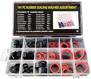 141 PCS O-Rings Seal Gasket Washers, 18 Sizes Faucet Washer Assortment Kit, Rubber Sealing Garden Hose Washers Set, Rubber Tap Seal Plumbing Silicone Gaskets for Garden Hose Fittings