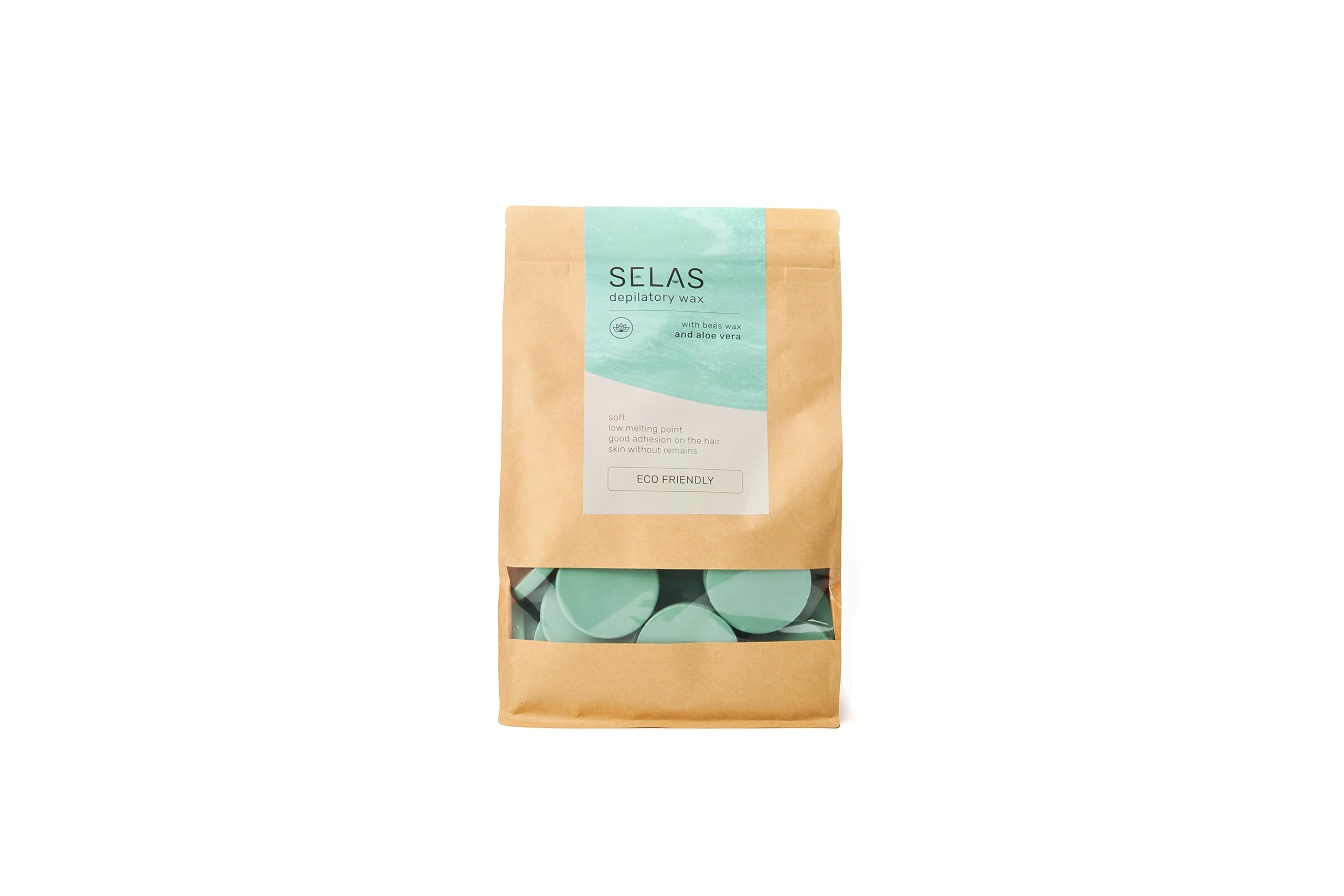 SELAS Cire à épiler 500g. Choisissez la Rose Musquée ou l'Aloe Vera, avec de la Cire d'Abeille, pour toutes les zones et tous les types de peau, particulièrement les sensibles. (Aloe vera). Disques.