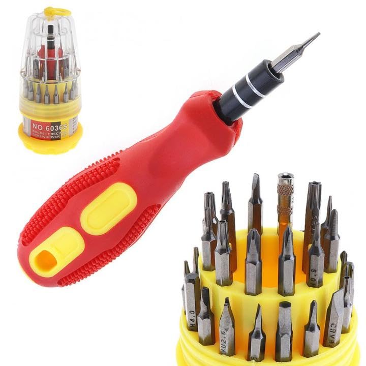 Image of Premium Stainless Steel 31-in-1 Magnetic Screwdriver Tool Kit Set - Complete Precision Toolkit For Electronics, Repairs, and More with Magnetic Tips, Non-Slip Handle, and Portable Case.
