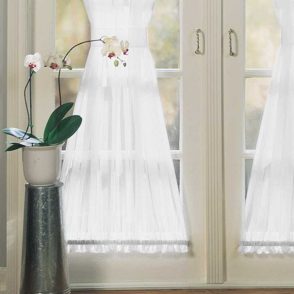Image of No. 918 Emily Sheer Voile Rod Pocket Door Curtain Panel, 59 inch x 72 inch, White