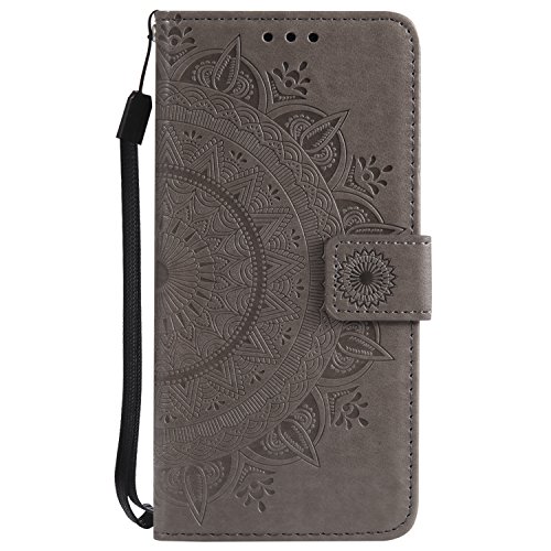 Preisvergleich Produktbild LODROC iPhone 6S Plus / 6 Plus Hülle, TPU Lederhülle Magnetische Schutzhülle [Kartenfach] [Standfunktion], Stoßfeste Tasche Kompatibel für Apple iPhone 6SPlus / 6Plus - LOHH0500034 Grau