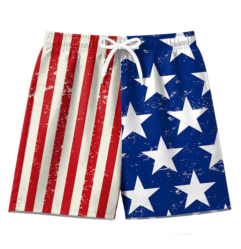 Image of Ithalt Boys 4th of July Swim Trunks 250 Anniversary USA Swimsuits American Flag Beach Swimsuit Toddler Swim Shorts