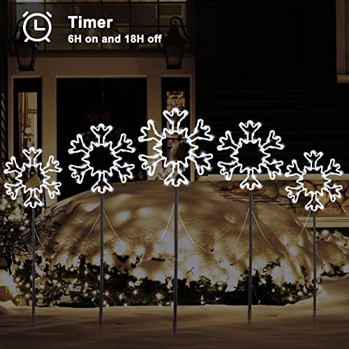 Brightown Christmas Snowflake Pathway Lights, 27Ft 240 Led 8 Modes, Shatterproof Led Snowflake Pathway Marker Lights Plug In For Yard, Patio, Outdoor Path Decorations, Snowy White, 1 Pack 5 Lights #TOP2