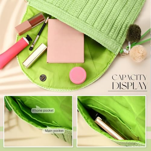 Image of Frienda Straw Purses for Women Straw Clutch Crossbody Bag Summer Beach Shoulder Bag Woven Envelope Wallet Handbags