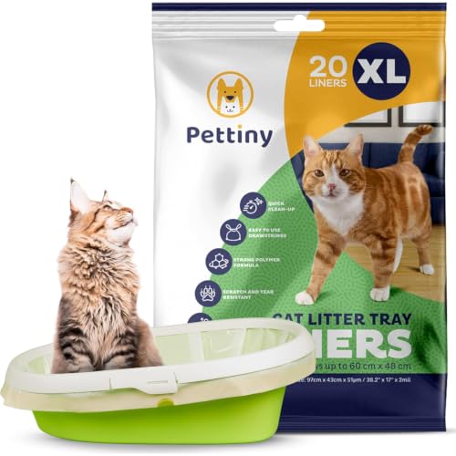 Pettiny 20 XL Katzentoilettenbeutel mit Zugbändern Kratzfeste Tüten für Extra Großes Katzenklo – Ansicht 1