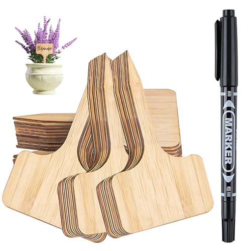 Bamboo Plant Labels 50 Wooden Plant Markers With 1 Black Pen Plant Labels For Outdoor Plants Seed Labels For Gardening Plant Tags Are Used For Garden Potted Seed Vegetables Herb And Flower Outdoor