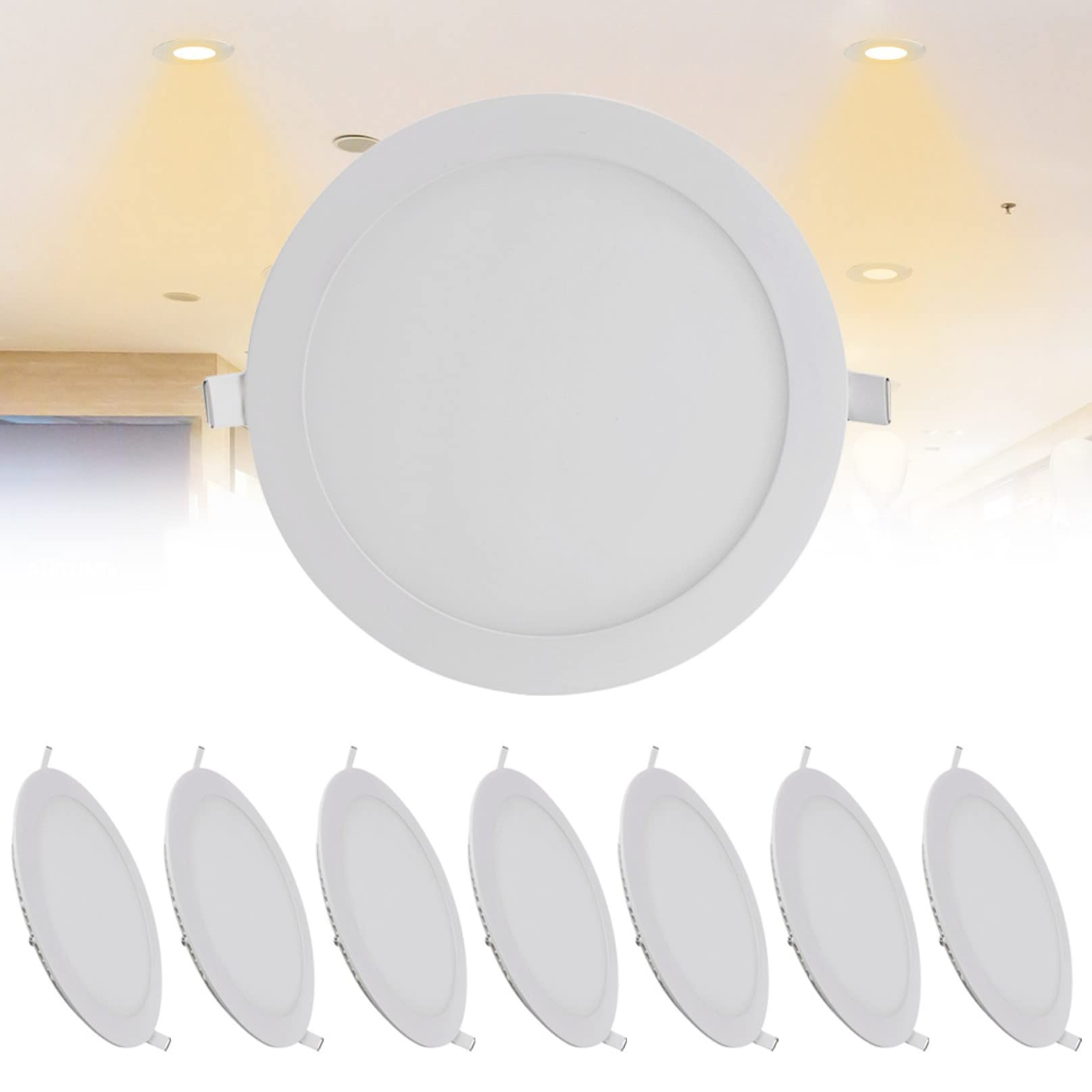 TTiiLoe 18W LED Recessed Ceiling Light 8 Inch, 3000K Warm White Downlights for Living Room, Hole Φ 200 mm, 1260LM IP21 LED Ceiling Can Light for Hallway, 8 Pack