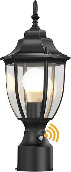 Lamomo Dusk to Dawn Outdoor Post Lights, Waterproof Aluminum Lamp Post Light Fixture, Lamp Posts Outdoor Lighting Pole Lantern for Yard Patio Pathway Garden