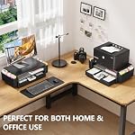 OPNICE Desk Organizers and Accessories, Computer Monitor Stand Riser with Drawer and 2 Pen Holders, Laptop Stand, Office Desk Accessories & Workspace Organizers for Home Office Supplies, Black - Image 5