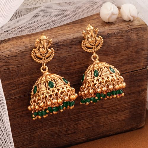 Image of Rubans Jhumka Earrings Gold Plated Stylish Traditional Trendy Jewellery Gift for Women & Girls