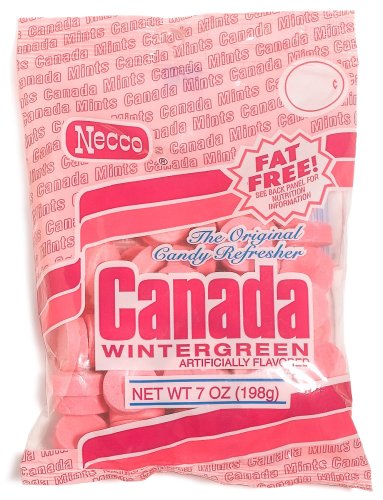 Necco Canada Wintergreen, 7-Ounce Pink Bags (Pack of 12)