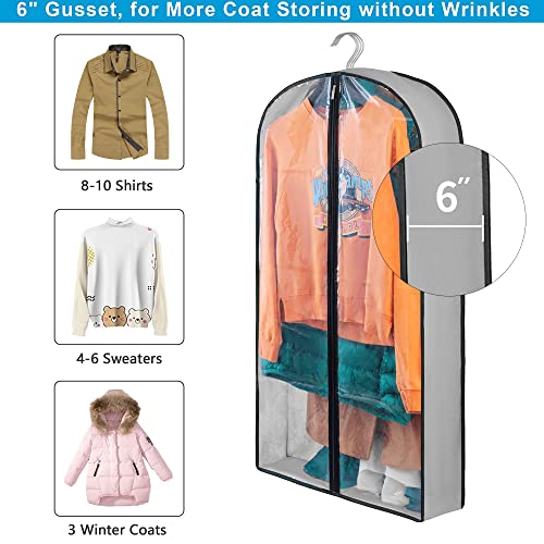 4 Pack Clothes Covers with Zip, 40'' (102cm) Garment Bags Storage Gusseted Suit Protector Breathable Hanging Bag Jacket Coat for Wardrobe (4Pack-100CM) - Image 3