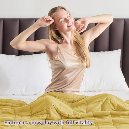 Image of yescool Weighted Blanket for Adults 20lbs Queen Size, 60 inch x 80 inch, Yellow