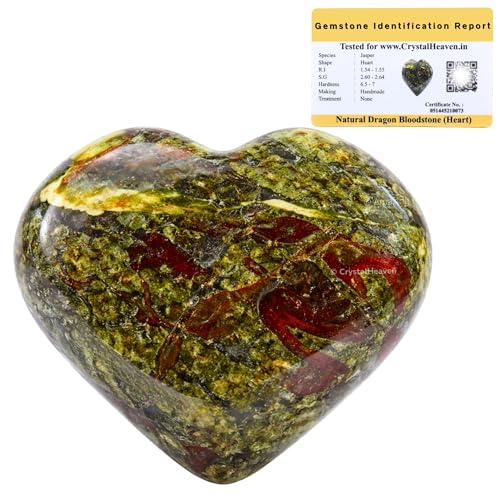 Image of Crystal Heaven Certified Dragon Bloodstone Heart Palm Pebbles Stones For Anxiety Stress Relief Massage-Aaa Grade Original Healing Gemstone Agate Heart Palm Stone For Yoga Meditation Spiritual