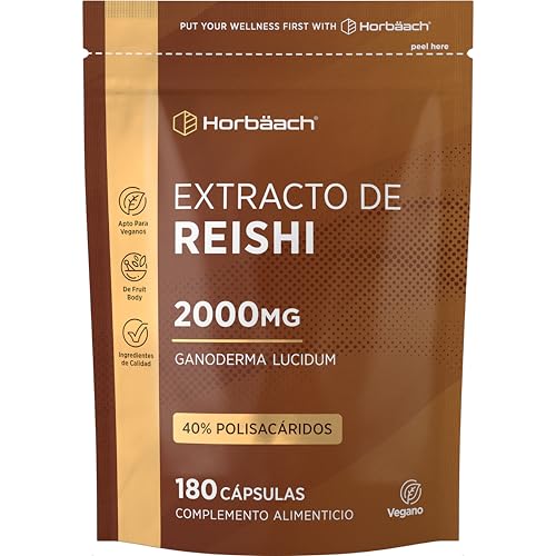 Reishi Puro Cápsulas | 40% Polisacáridos | Ganoderma Lucidum | 180 Cápsulas | 2000mg | Horbaach