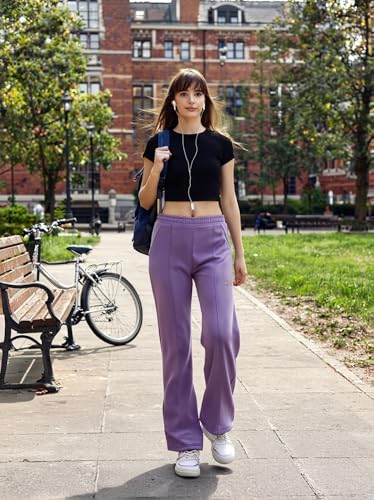 Image of 98 Degree North Women Flared Fleece Track Pants-GL1315-ALMOND