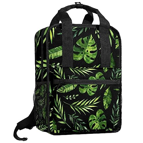 Sac à dos pour garçons cartable pour filles multicolore feuilles tropicales 35.5 cm