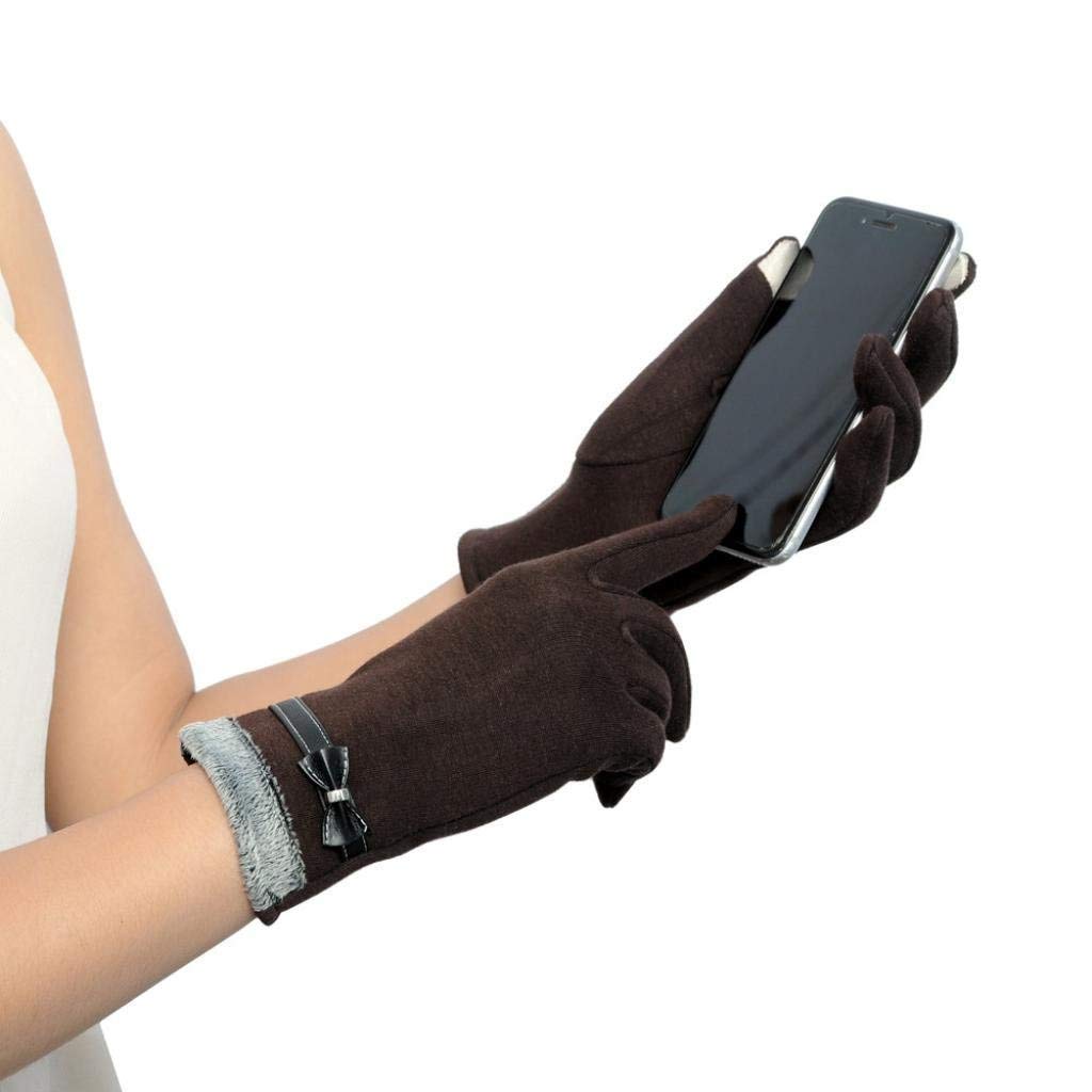 Guanti Unisex-Adulti Guanti Invernali da Polso da Donna con Touch Screen Classico Guanti Caldi Moderni Casual Invernali Spessi Guanti da Uomo Alla Moda/Coffee/One Size