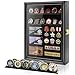 PiaoHao Medals Display Case Wall Frame for Collector, Military Challenge Coins Holder, Pins, Lockable Shadow Box with Removable Shelves, Black