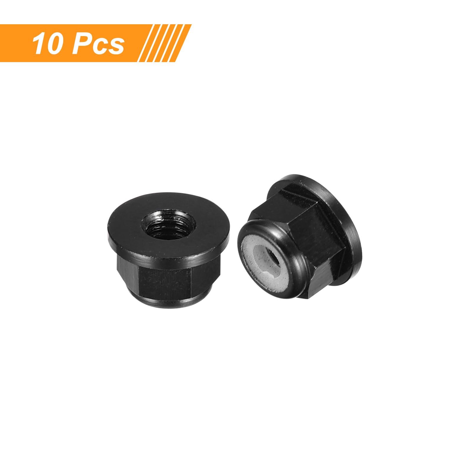 10 écrous Hexagonaux Frein à Bride M2 – Insert Nylon, Aluminium Anodisé Noir – SpeedyFPV