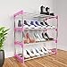 WEWE Metallo Tier 4 Portascarpe,salvaspazio Scarpiera Guardaroba Entrata Stoccaggio Portascarpe Stabile Durevole Scarpa Organizer-Rosa 58x28x50cm(23x11x20inch)