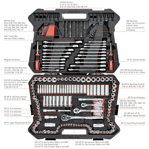 Image of STARWORK TRUE MECHANIC 303-Piece Mechanics Tool Set and Socket Set, 1 /4 inch, 3 /8 inch, 1 /2 inch Drive, Professional, SAE /Metric