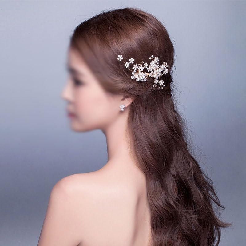 Alloy Handmade Bridal Rhinestone Flower Hair Comb image 3