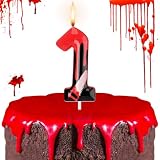 Photect Bleeding Number Candle Halloween Birthday Candle Have a Killer Birthday Cake Topper for Gothic Decoration Horror Themed Halloween Party(Number 1)