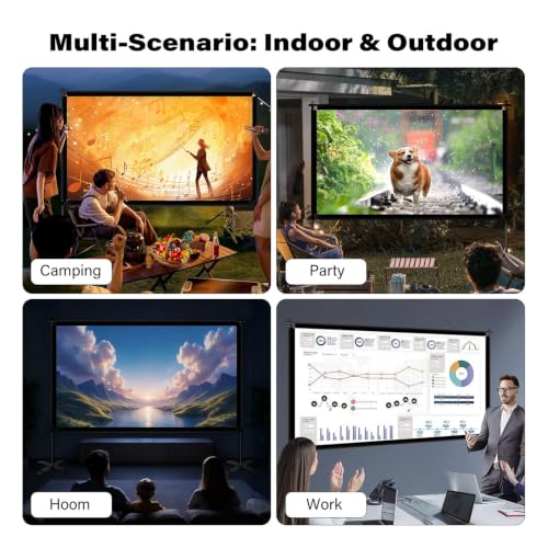 Pantalla de proyector portátil 4K HD con soporte de gran estabilidad 3
