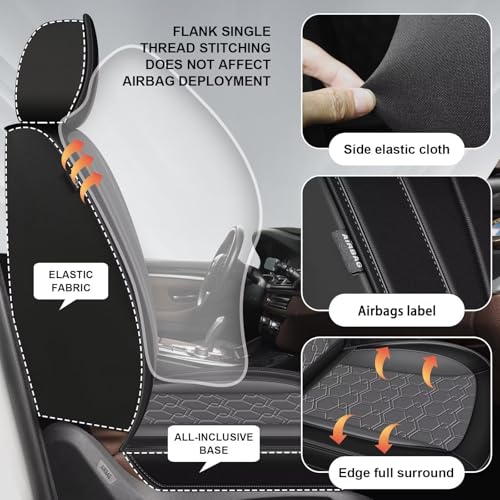 Image of Front Seat Covers for Toyota 4Runner 2003-2026 2027 Faux Leather | Waterproof Breathable Scratch Resistant 360 Wrap Airbag Compatible Easy Clean (2 Seats,Black & Grey)