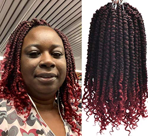 Passion Twist Hair Curly Ends Senegalese Spring Bomb Twist Hair Extensions (12inch,#1B/BUG,8pcs)