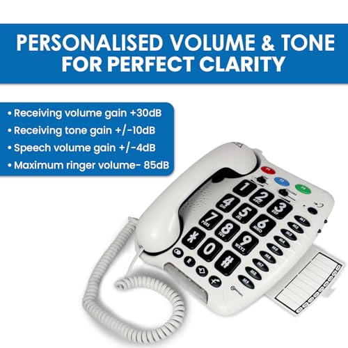 Teléfono fijo Geemarc CL100 con botones grandes y cable miniatura 4