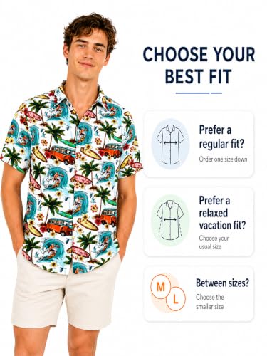 Image of Yoimira Hawaiian Shirts for Men, Print Mens Casual Short Sleeve Button Down Shirts Floral Aloha Beach Shirt