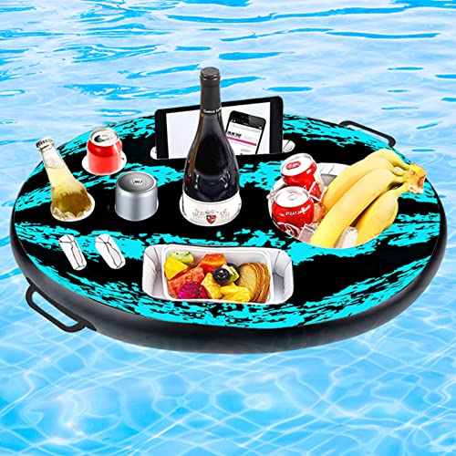 FUDOSAN Pool Drink Holder Floats, Inflatable Floating Drink Holder with 9 Holes, Hot Tub Drink Floaties, Pool Accessories Floating Tray for Pool Parties, Beach & Spa
