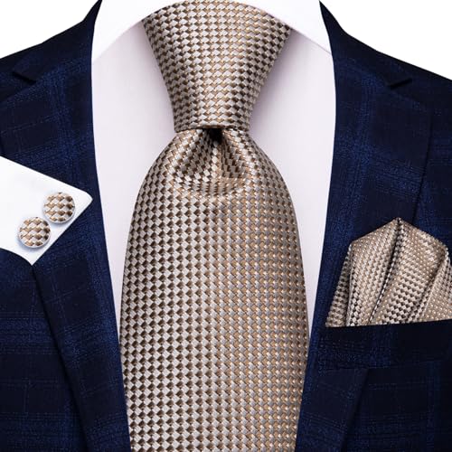 Image of Hi-Tie Men 63inches Tie Set Extra Long Necktie Paisley Tie Pocket Suqare Cufflinks Big and Tall Men Tie