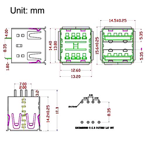 Conector USB Tipo A Doble Puerto Macho uxcell 5 Piezas miniatura 4