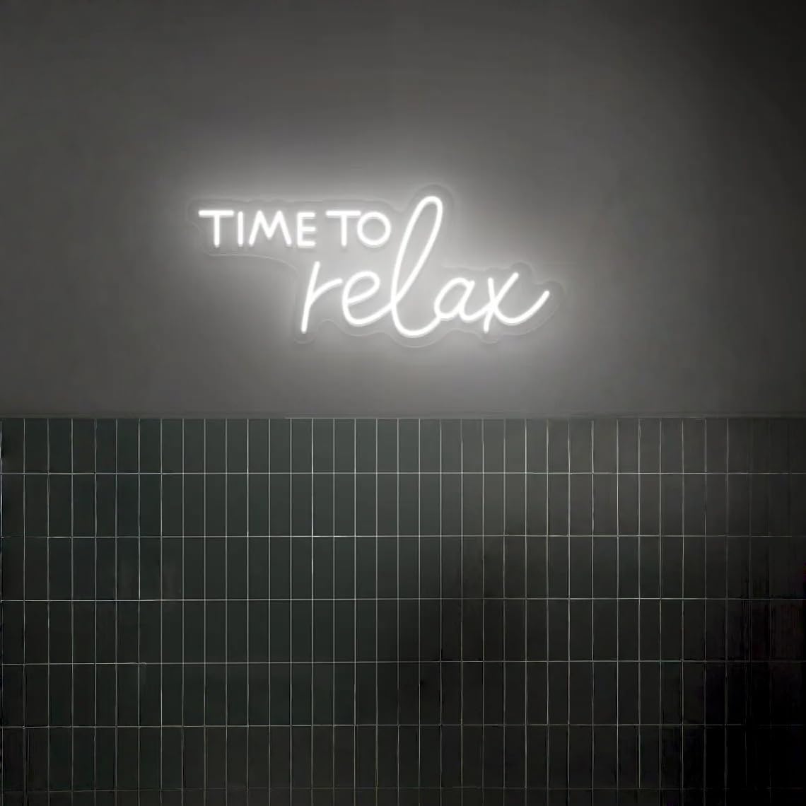 Neonowy znak Time to Relax, salon piękności, spa, sklep, dekoracja ścienna