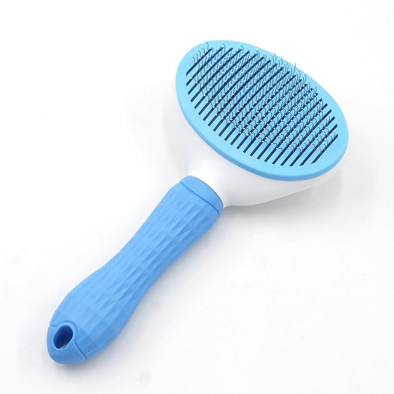 Image of Self-Cleaning Pet Grooming Brush - Stainless Steel Slicker Brush for Dogs, Cats, Rabbits & Small Pets - Ideal for Shedding, Tangles, and Mats - Perfect for Short & Long Hair Breeds by (Blue)