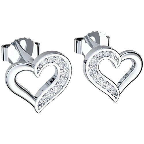 *KURZE LIEFERZEIT!* Herz Ohrringe Silber 925 Ohr-Stecker Damen Geschenke für Sie Freundin Liebe Schmuck Herz-Ohrringe Geschenk Frauen Echt Zirkonia nickelfrei Modeschmuck kein Edelstahl