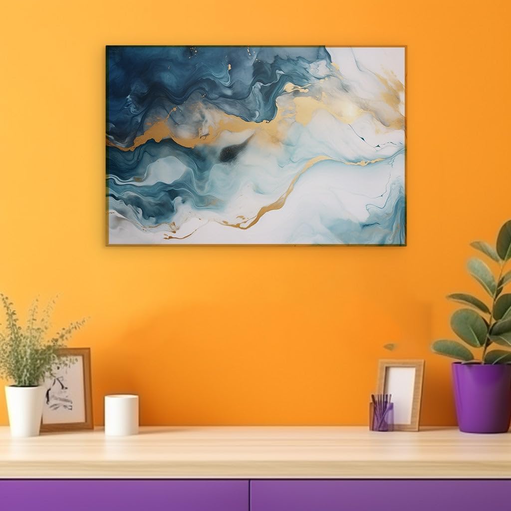 Canvas for Living room. Exploring the Vivid Fluidity of Abstract Seascape Impressions, 27 x 18 inch Canvas Wall Art - Contemporary Masterpieces - Modern Home Decor - 69x46 cm (27x18 inch)