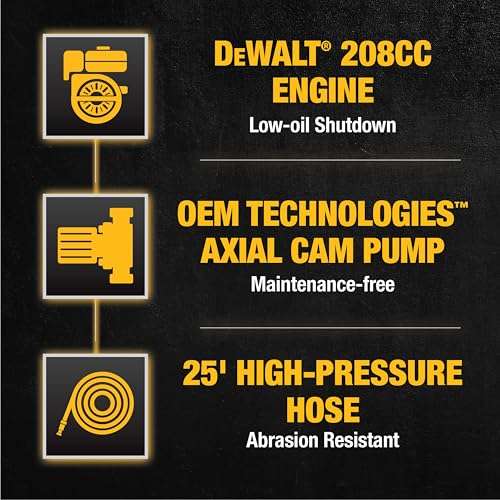 DeWalt 3300 PSI Gas Pressure Washer, 5 Nozzles, Spray Gun, Wand, 25-ft. Hose, DXPW3300-S, 49-State by DEWALT - Image 3