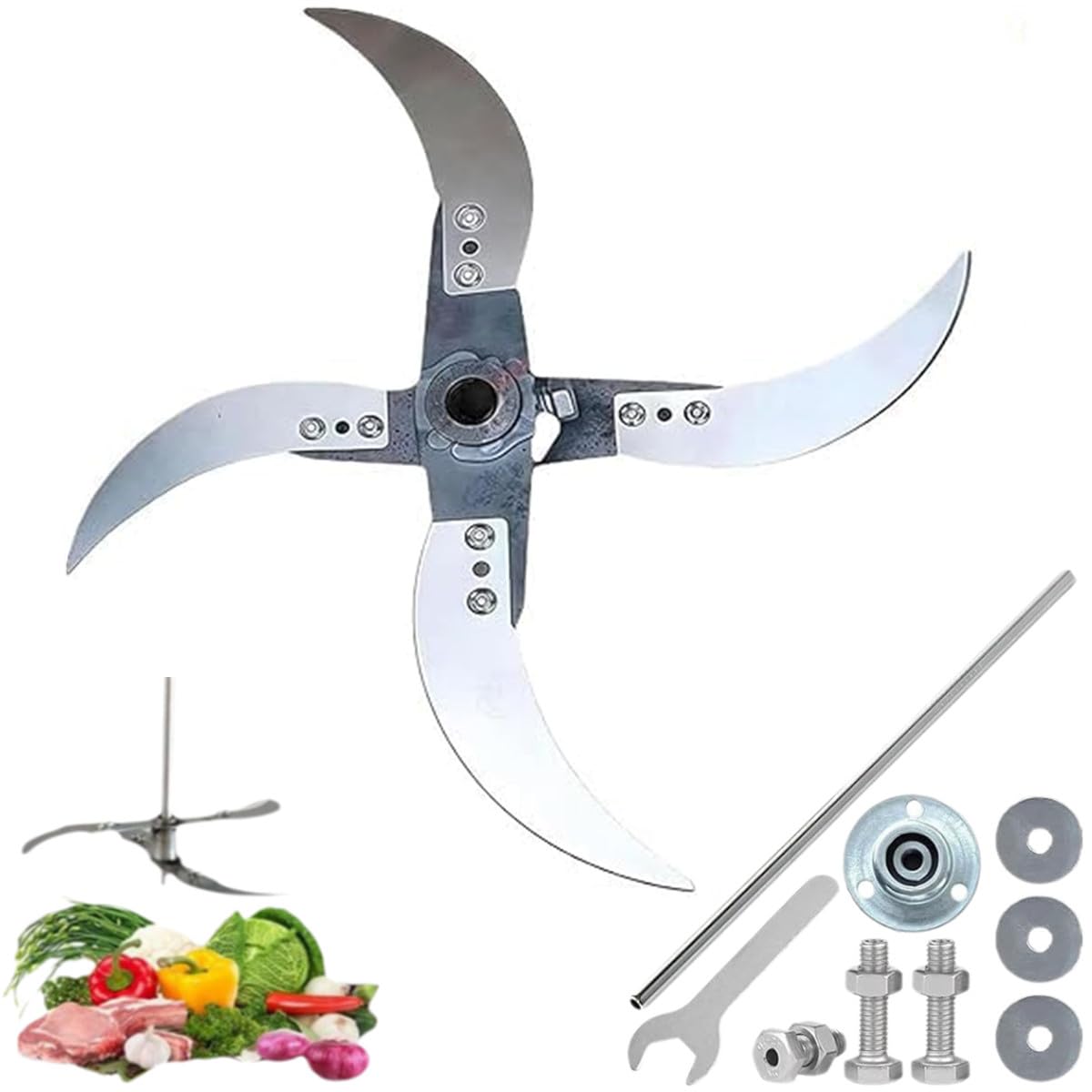 NGIFREIOO Household Farming Grass Shredder Knife Blades,Adjustable Diameter Vegetable Shredder Set, with 12 Mounting Holes,Easy to Use Home Grass Cutter.(1)