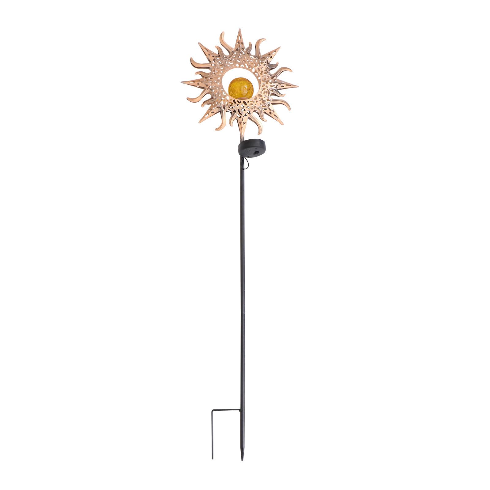 Lampada Solare da Giardino in Ferro, Proiettore Traforato da Esterno