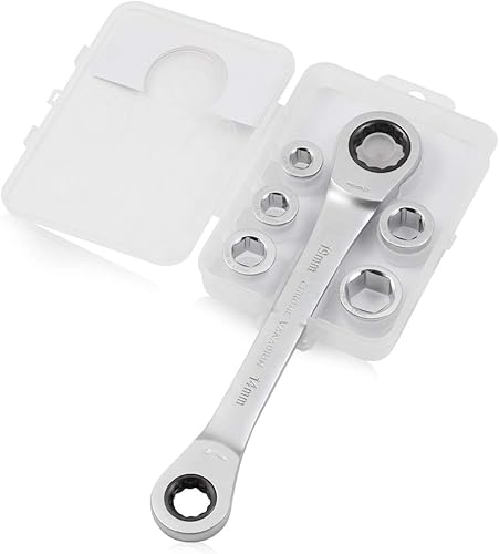 Miniatura 8 de SPEEDWOX Juego de llaves de trinquete métricas 36 piezas de alta resistencia con cabezal giratorio de 180 grados, llaves de doble anillo, flexible,