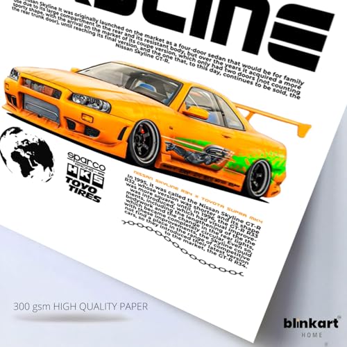 Image of BLINKART Nissan & Toyota Skyline & SupraCar Posters Sticker Gift Items for Boys Room Wall Decor || Comes with Double-Sided Tape|| Decoration Bedroom Living Room Office Studio Decor | 12x18 In (A3) - CAR-267