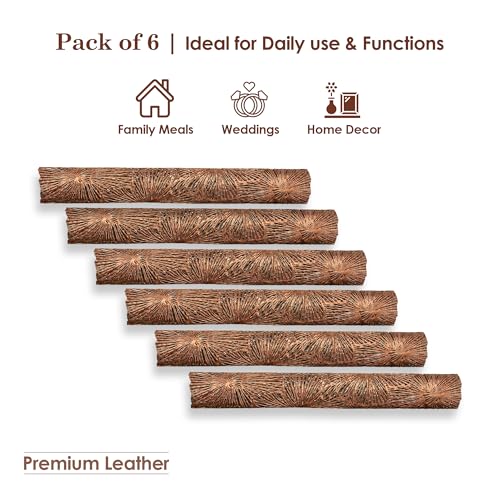 Image of Kuber Industries Leather Table Mats Set of 6 | Washable Placemat /Dining Table Mat for Wedding and Family Functions | Flower Round Design - Copper