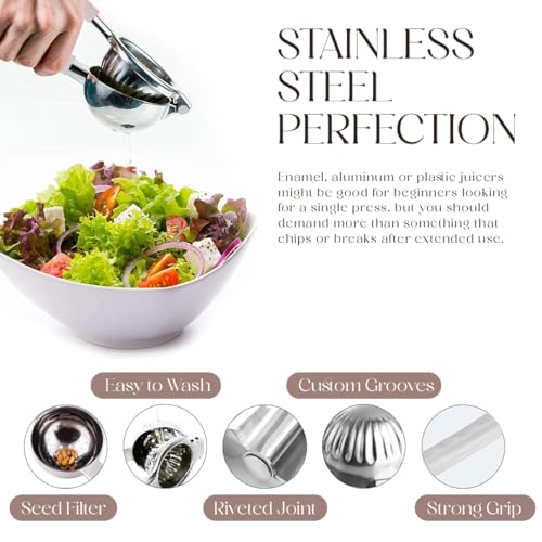 Image of Bellemain Citrus Juicer | Metal Lemon Squeezer | Lime and Lemon Juicer Stainless Steel with Silicone Handles | Manual Juicer, Citrus Squeezer, Hand Held Juicer | Bar Juicer for Bartender (White)