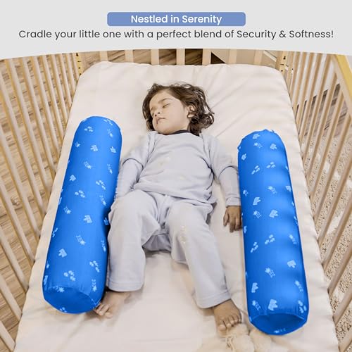 Image of Cherilo Baby Pillow 1 to 2 Years | Memory Foam Bolster Pillow for Kids | White Fancy Triangles Cushion for Neck & Side Support with Removable Washable Cover, Royal Star Design