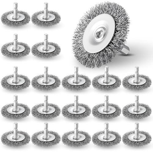 Image of Moxweyeni 20 Pcs 2 Inch Stainless Steel Wire Wheel Brushes for Drill Bits